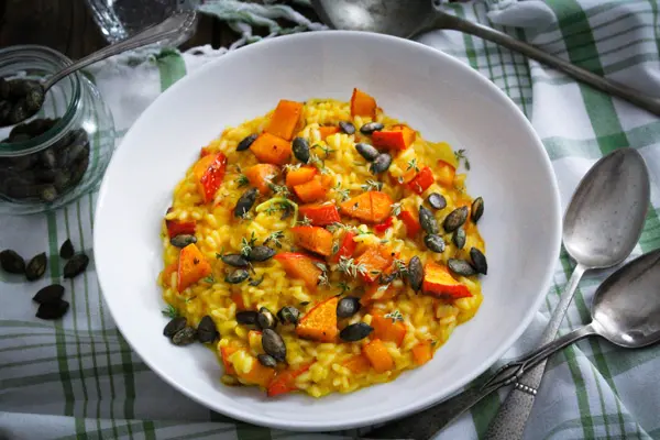 Veganes Kürbisrisotto mit Thymian