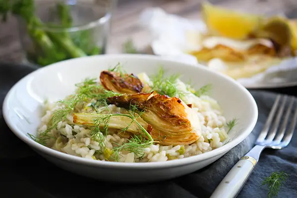 Veganes Fenchel-Lauch-Risotto