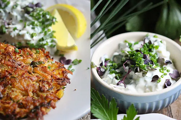 Steckrübenrösti und veganer Kräuterquark