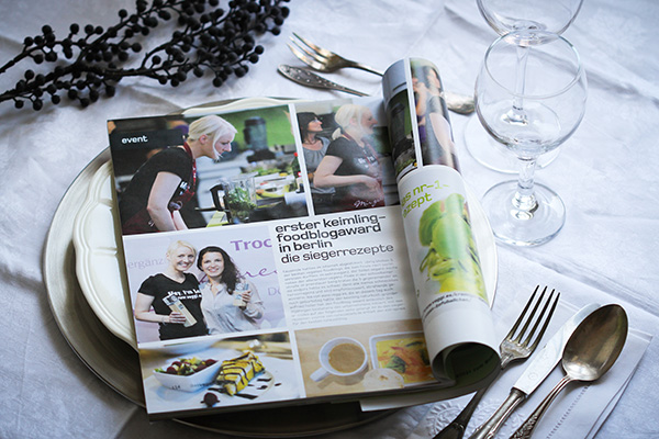 Bericht über den keiming Foodblog Award 2014 im Vegan Magazin Herbst 2014; Siegerin: Lea Green