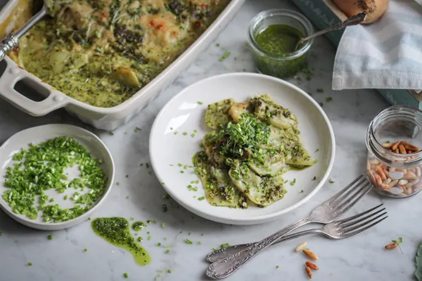 Köstlich-cremiges, veganes Kohlrabi-Gratin