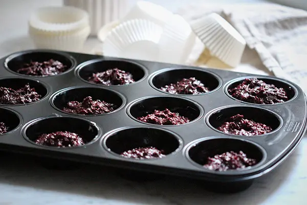 Vegane Rote Bete-Schoko-Muffins noch ungebacken