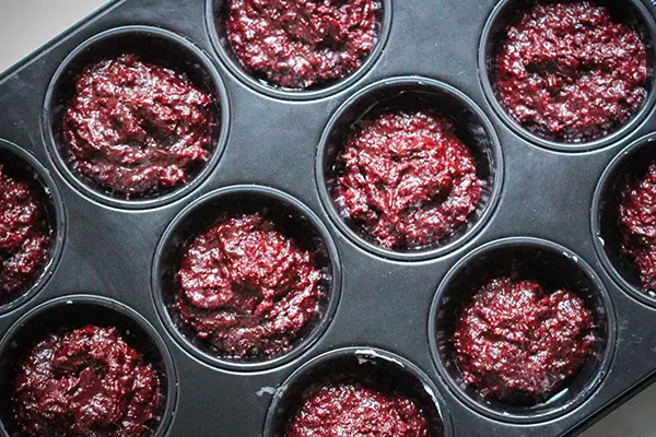 Vegane Rote Bete-Schoko-Muffins noch ungebacken