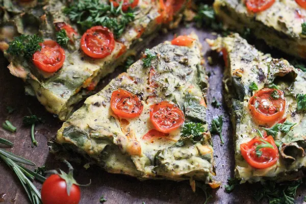 Vegane Mungobohnen-Spinat-Frittata