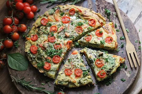 Vegane Mungobohnen-Spinat-Frittata