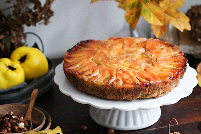 Veganer Quittenkuchen Upside-Down gebacken