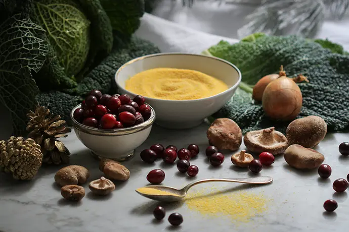 Polenta mit Pilzen im Wirsingmantel