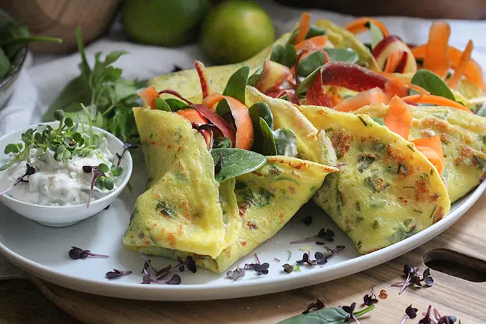 Rezept für vegane Pfannkuchen mit Kräutern