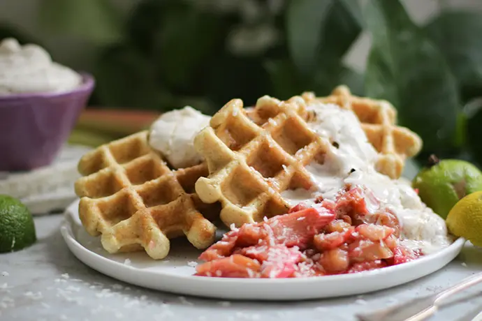 Rezept für vegane Rhabarberwaffeln