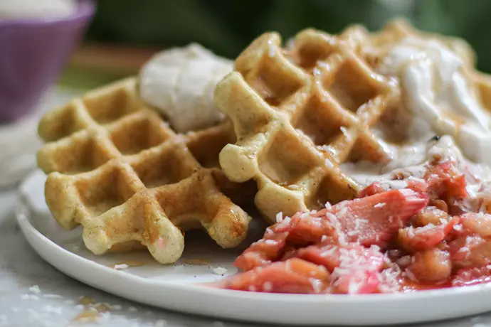 Rezept für vegane Rhabarberwaffeln