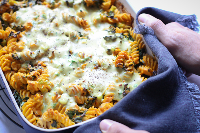 Rigatoni mit Kürbis und Grünkohl