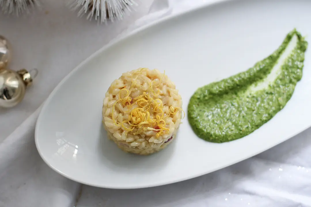 Zitronen-Risotto mit Feldsalatpesto