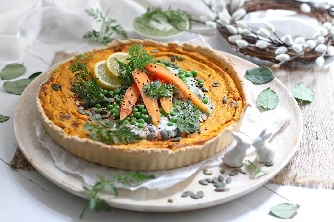 Rezept für vegane Karotten-Quiche für Ostern