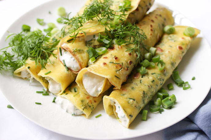 Vegane Pfannkuchen mit Kräutern