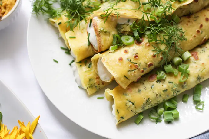 Vegane Pfannkuchen mit Kräutern
