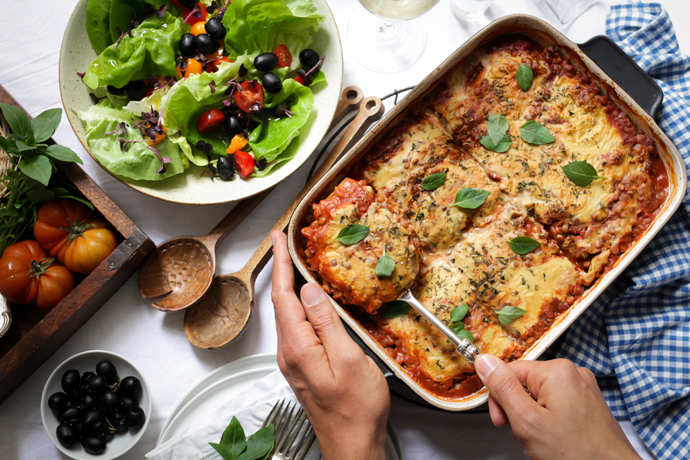 Vegane Linsen-Lasagne mit Zucchini