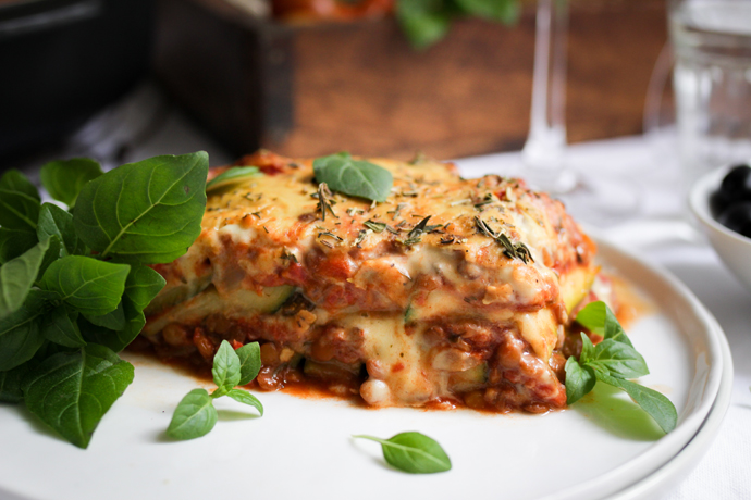 Vegane Zucchini-Linsen-Lasagne • veggies | vegan