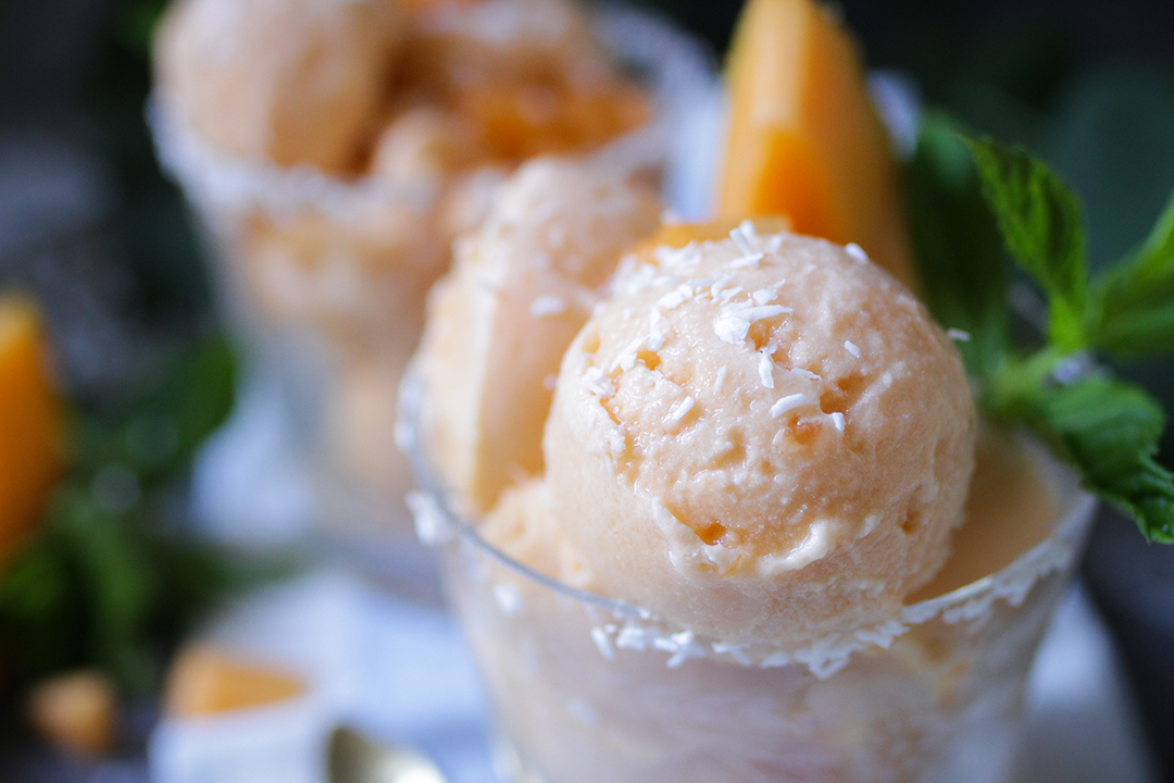 Veganes Melonensorbet Cantaloupe-Melone