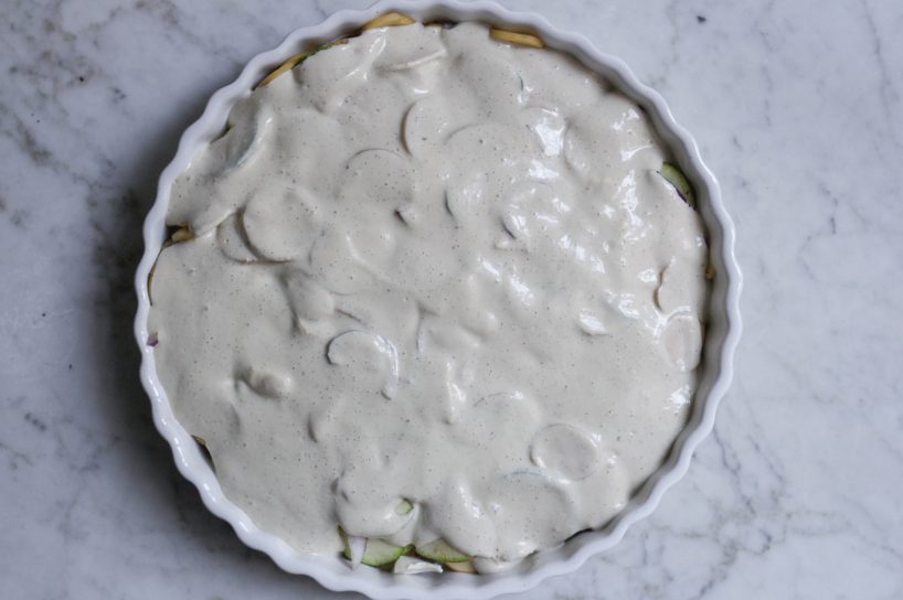 Golden Baked PotatoZucchiniGratin • veggies vegan