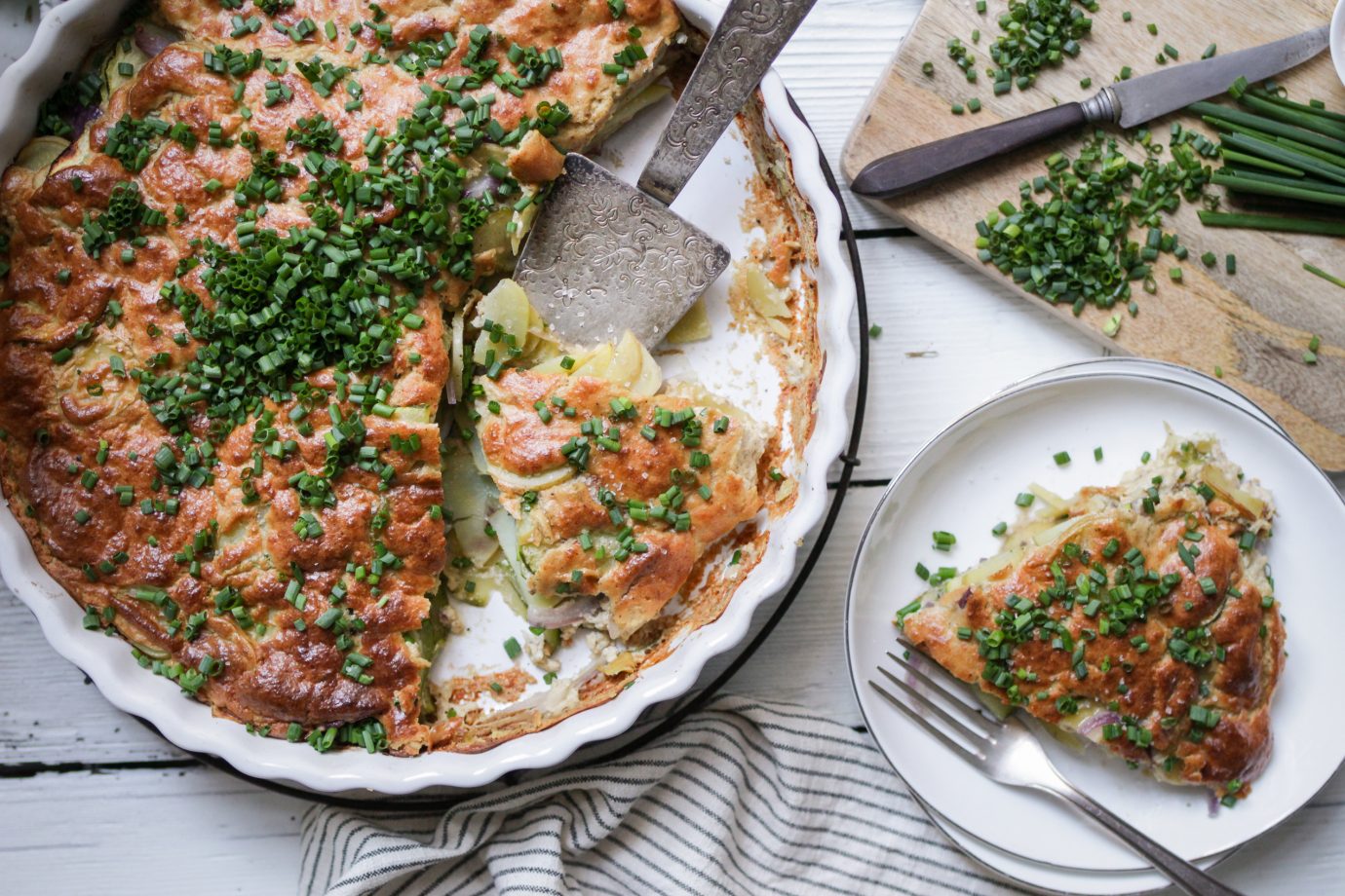 Golden Baked PotatoZucchiniGratin • veggies vegan