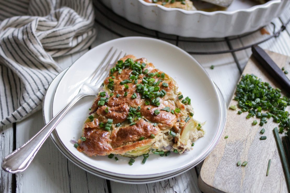Golden Baked PotatoZucchiniGratin • veggies vegan