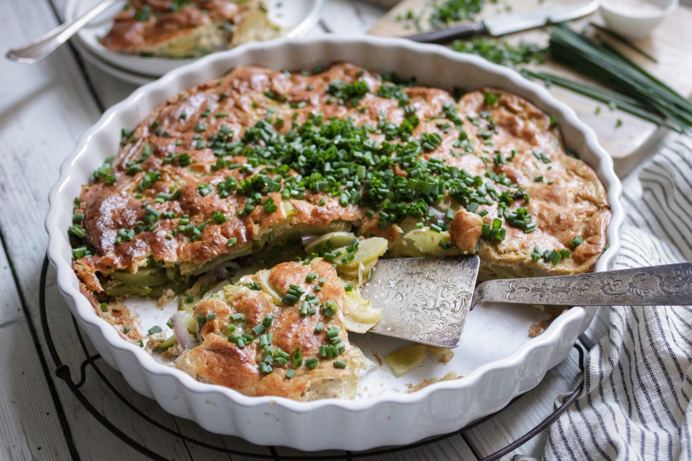 Golden Baked PotatoZucchiniGratin • veggies vegan