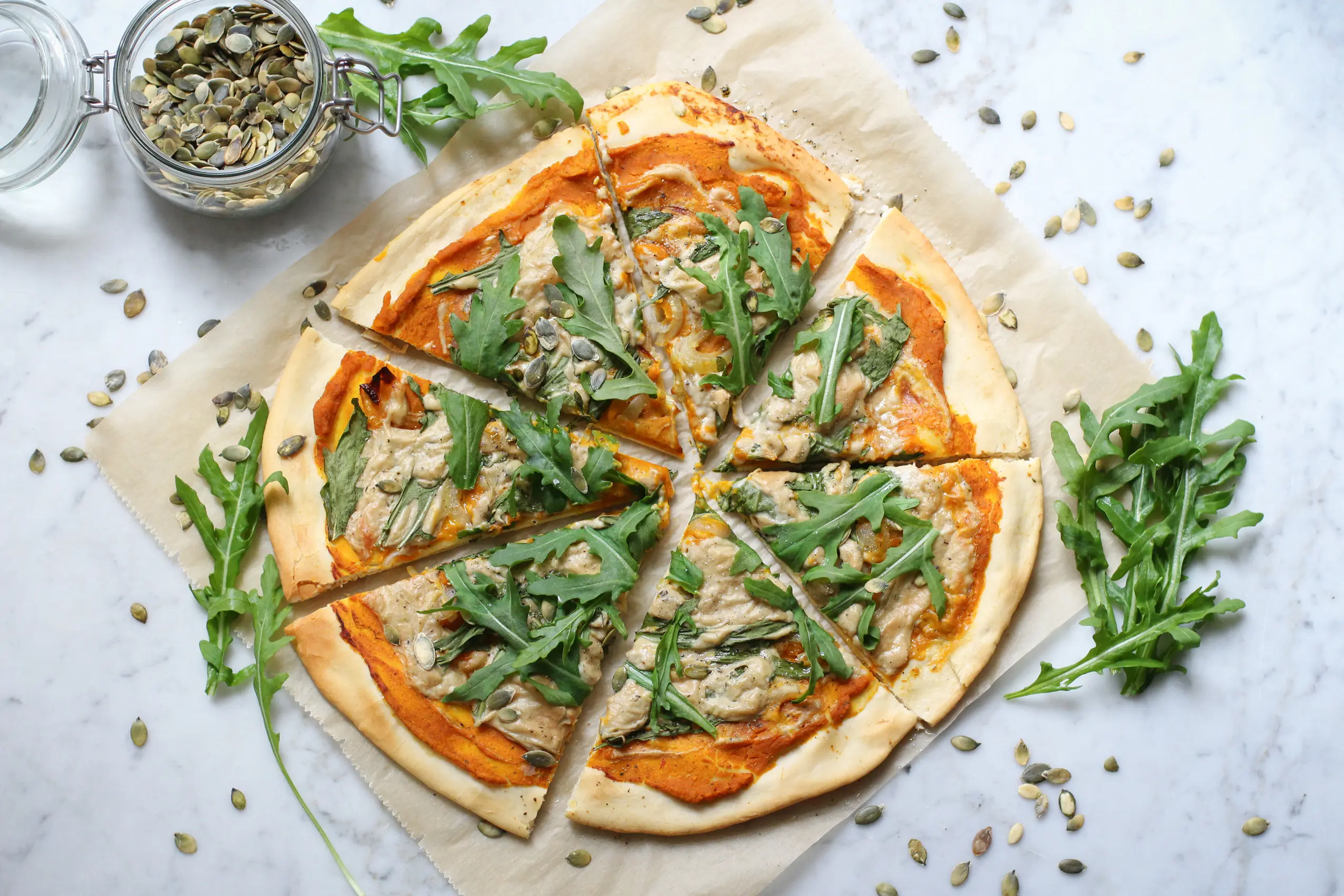 Vegane Kürbispizza