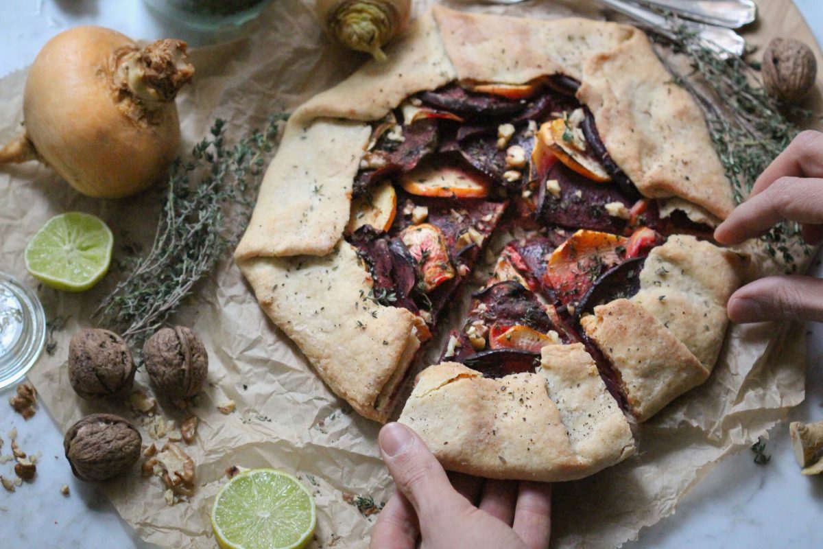 Vegane Galette mit Rüben und Roter Bete