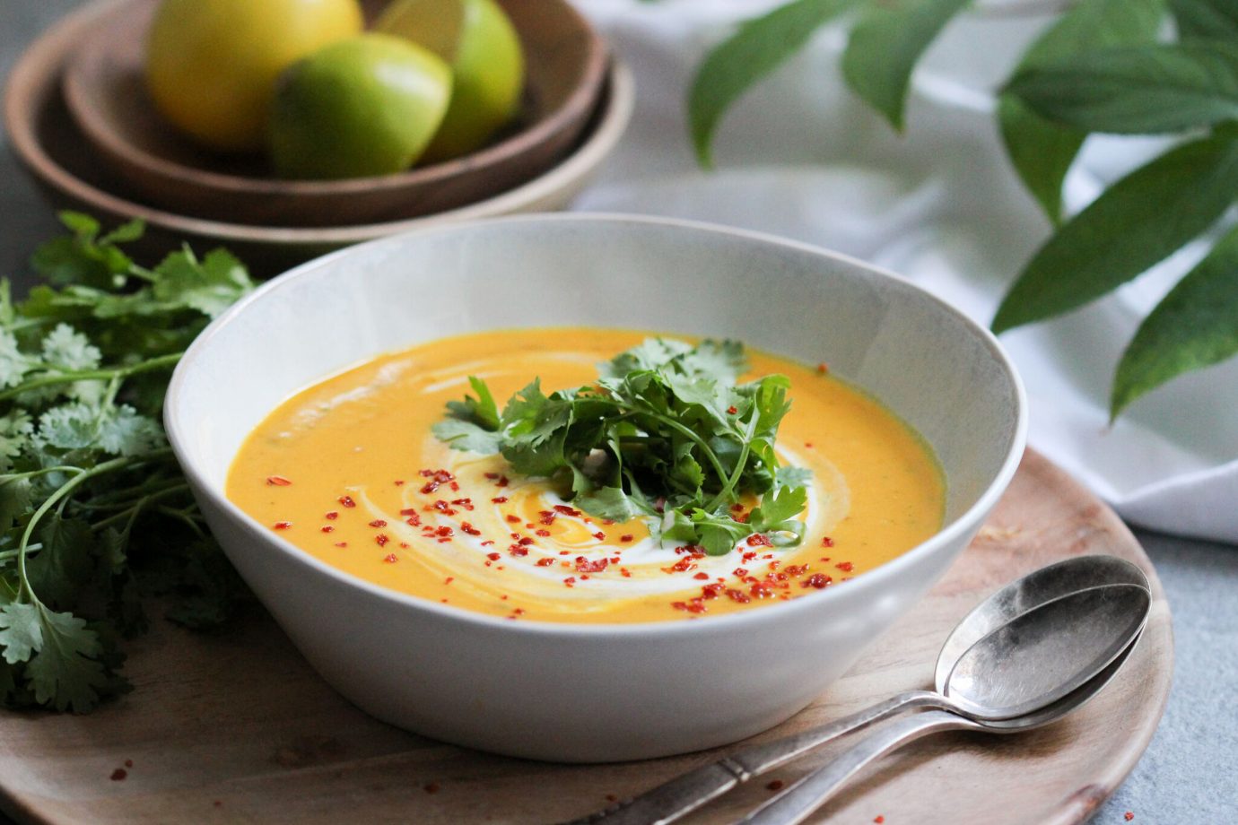 Süßkartoffel-Kokossuppe mit Koriander • veggies | vegan