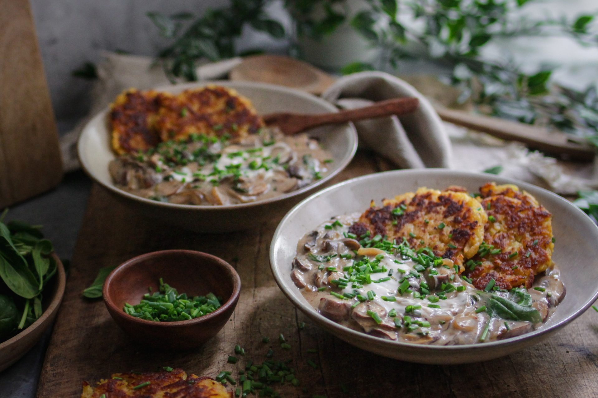 Kartoffelrösti mit Rahmchampignons • veggies | vegan