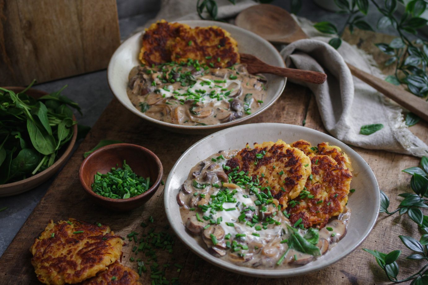 Kartoffelrösti mit Rahmchampignons • veggies | vegan