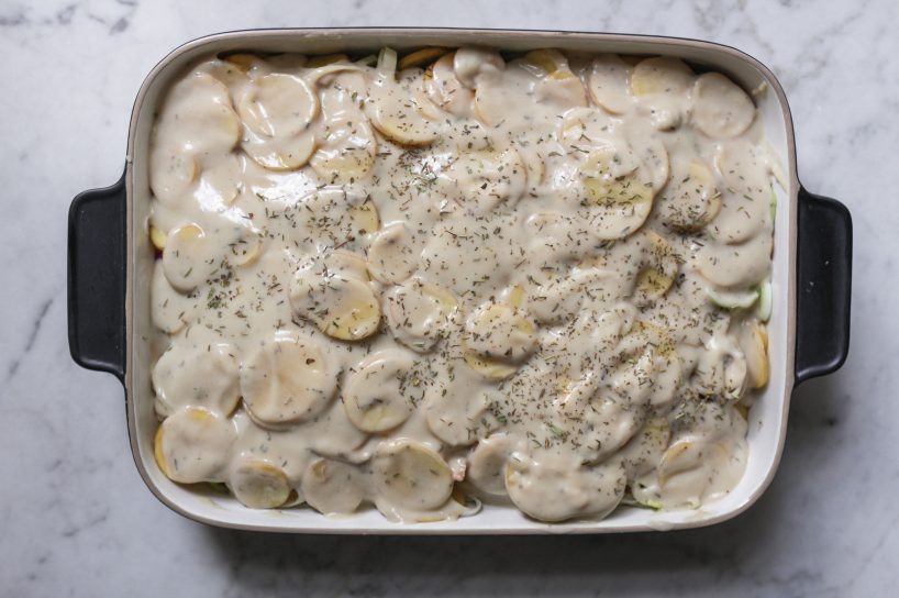 Kartoffel-Lauch-Gratin mit Champignons • veggies | vegan