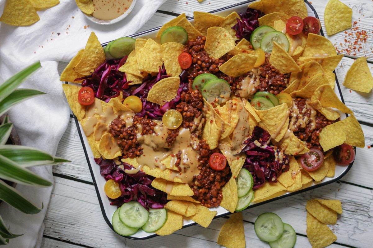 Taco Chips with Lentil Sauce & Cashew Cheese