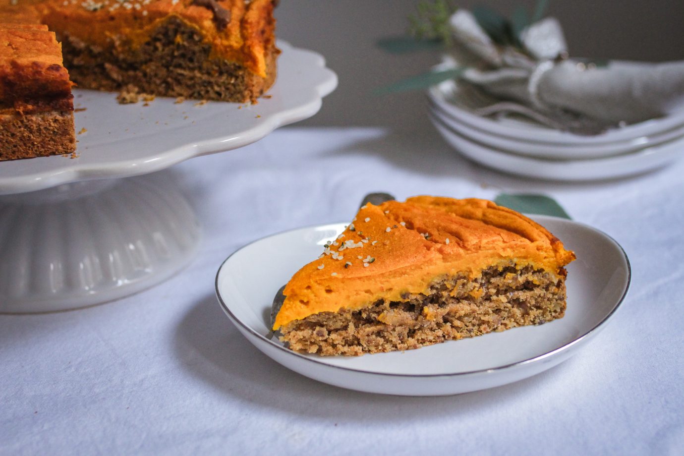 Einfacher, fluffig-cremiger Kürbiskuchen • veggies | vegan