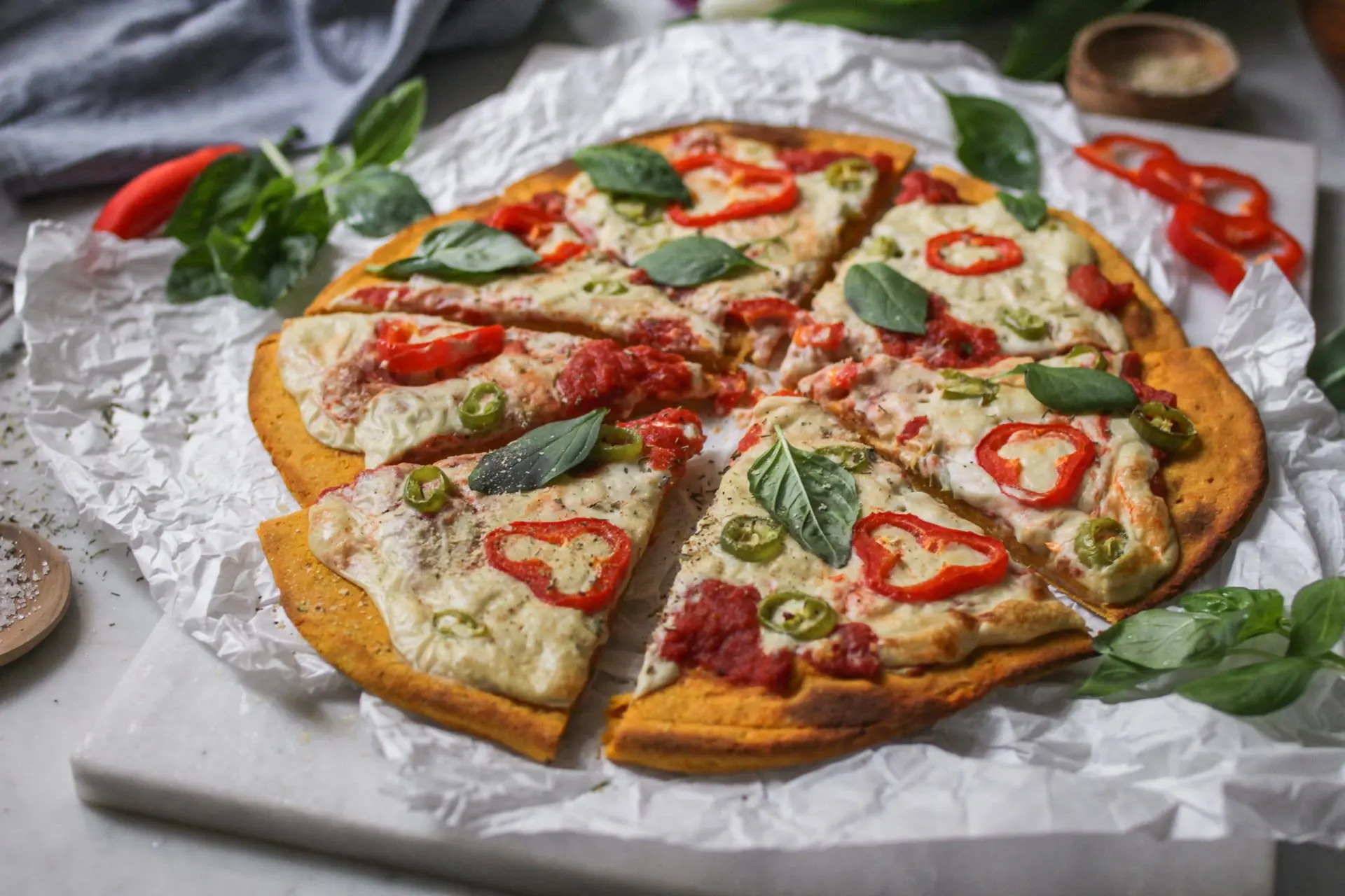 Rezept für vegane Süßkartoffelpizza
