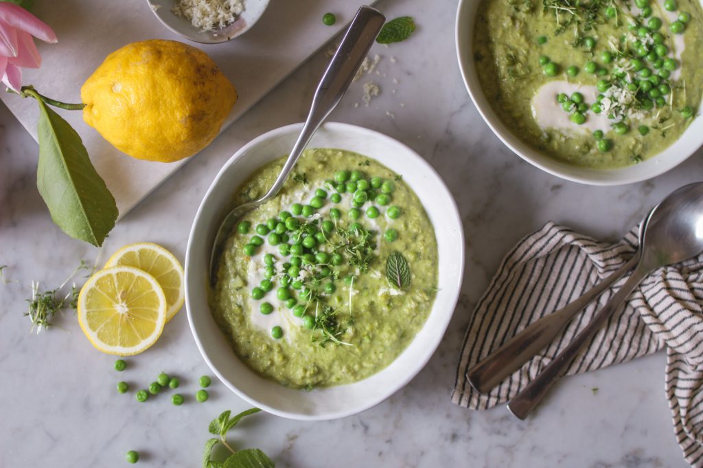 Rezept für vegane Erbsensuppe mit Kokosmilch und Meerrettich
