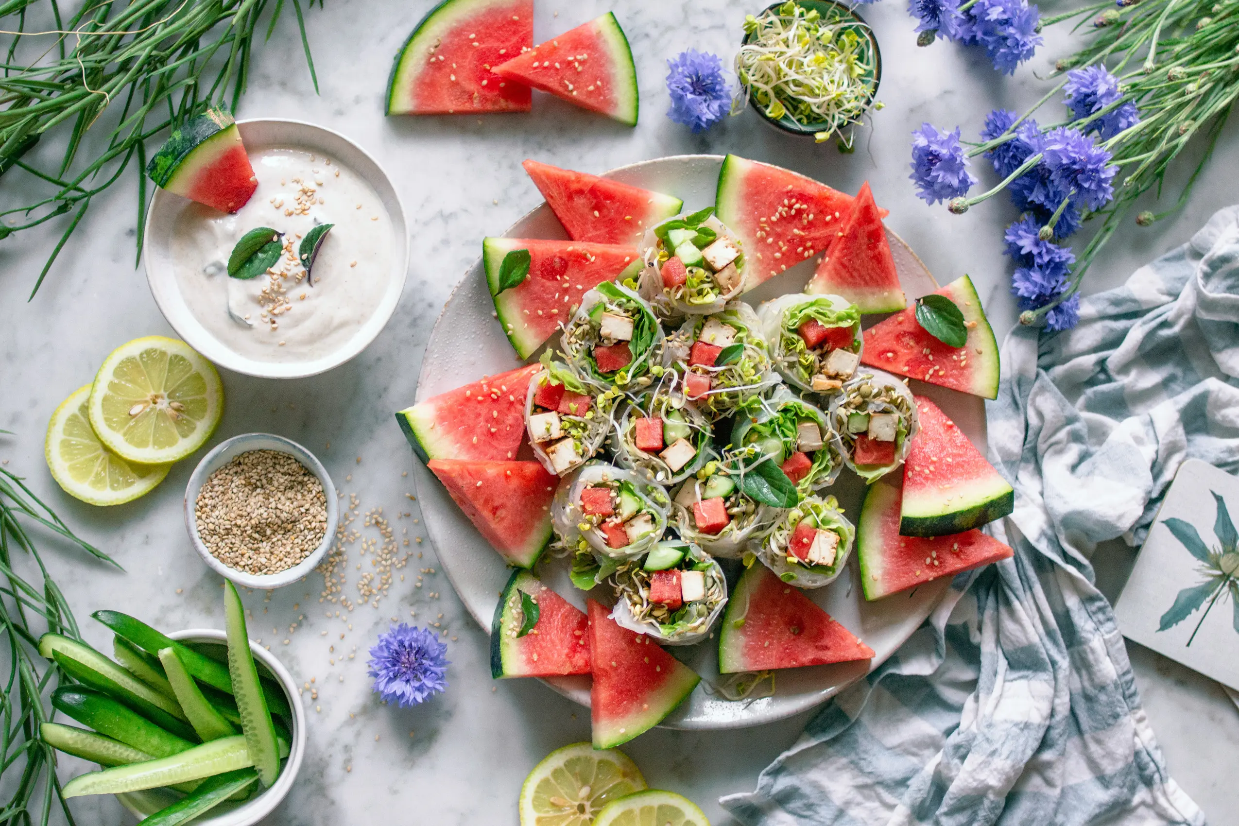 Rezept für Sommerrollen mit Wassermelone