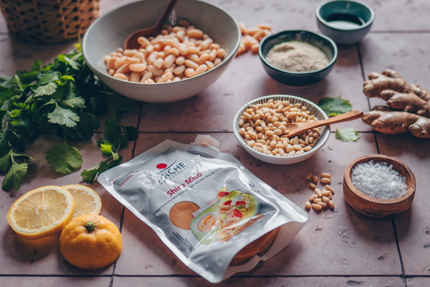 Miso-Pilzcremesuppe mit Reisbandnudeln • veggies | vegan