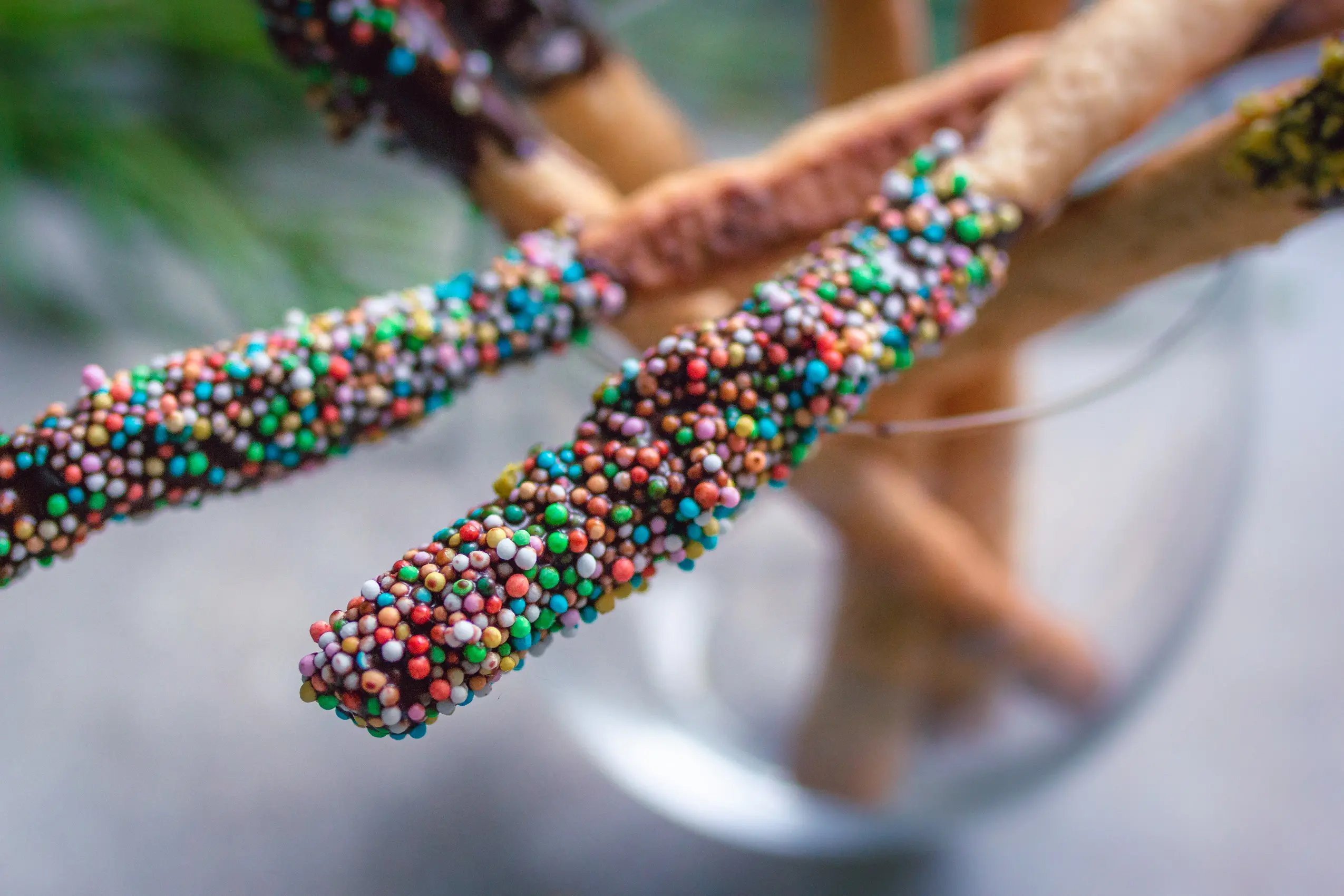 Süße, bunte Mikadostäbchen vegan