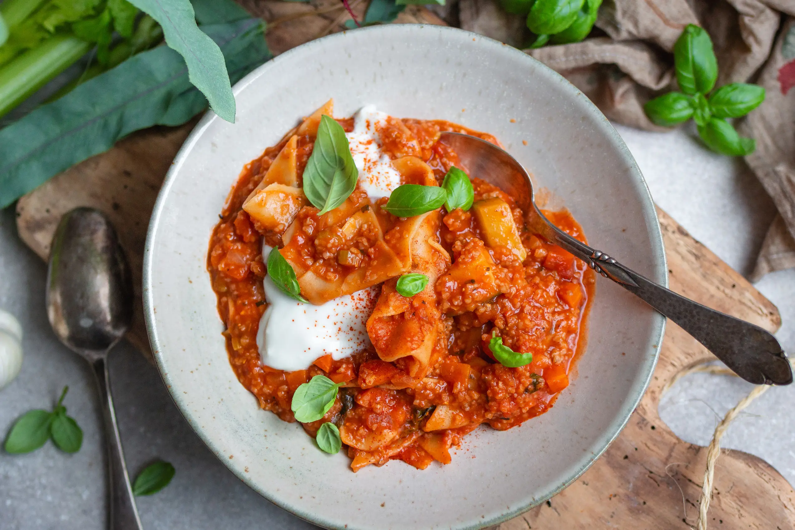 So machst du vegane Lasagne-Suppe oder Lasagne One Pot