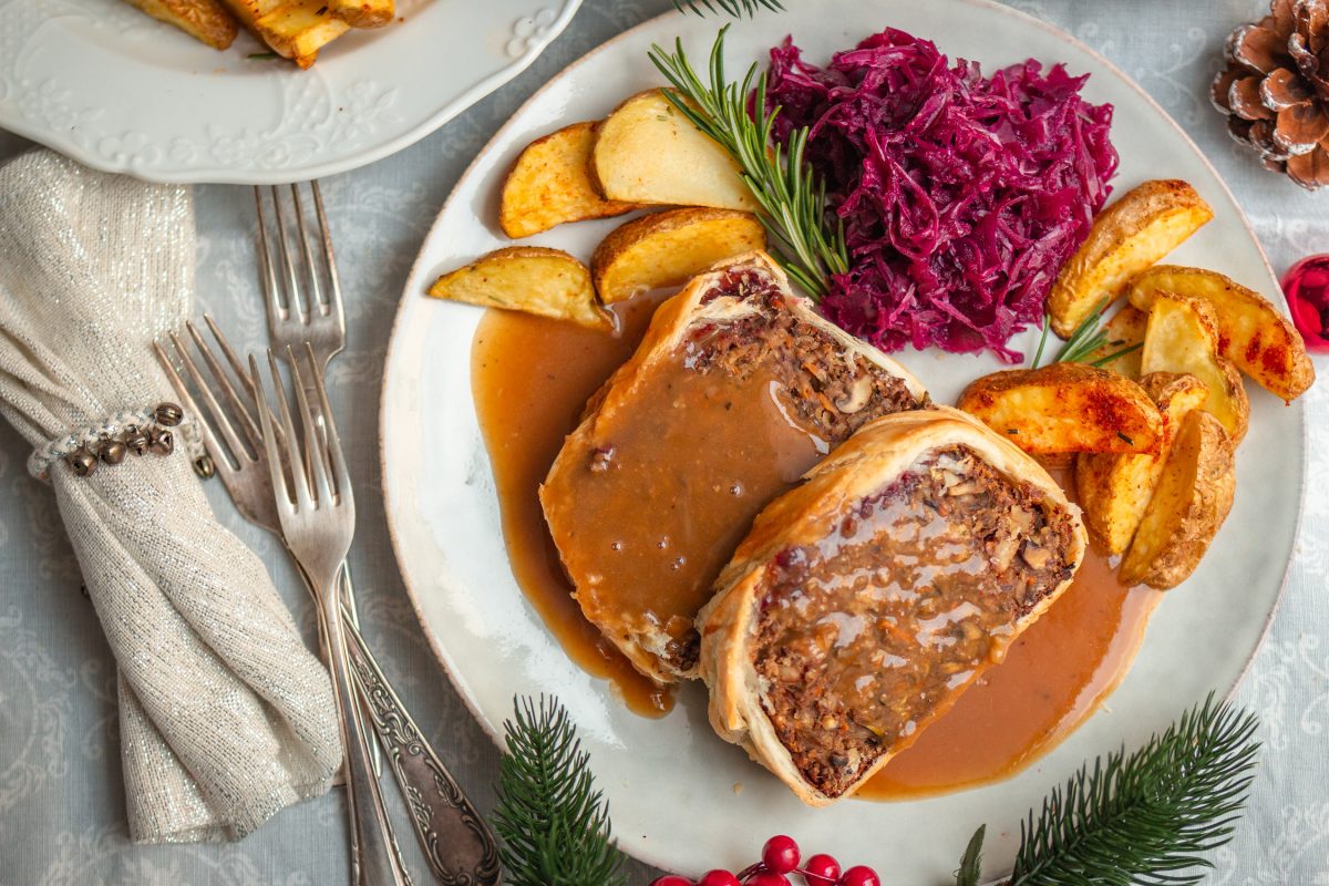 Veganer Linsenbraten im Blätterteig