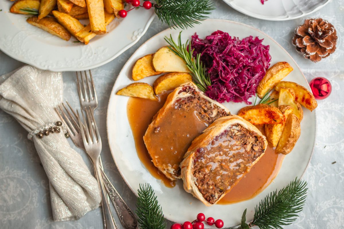 Veganer Linsenbraten im Blätterteig