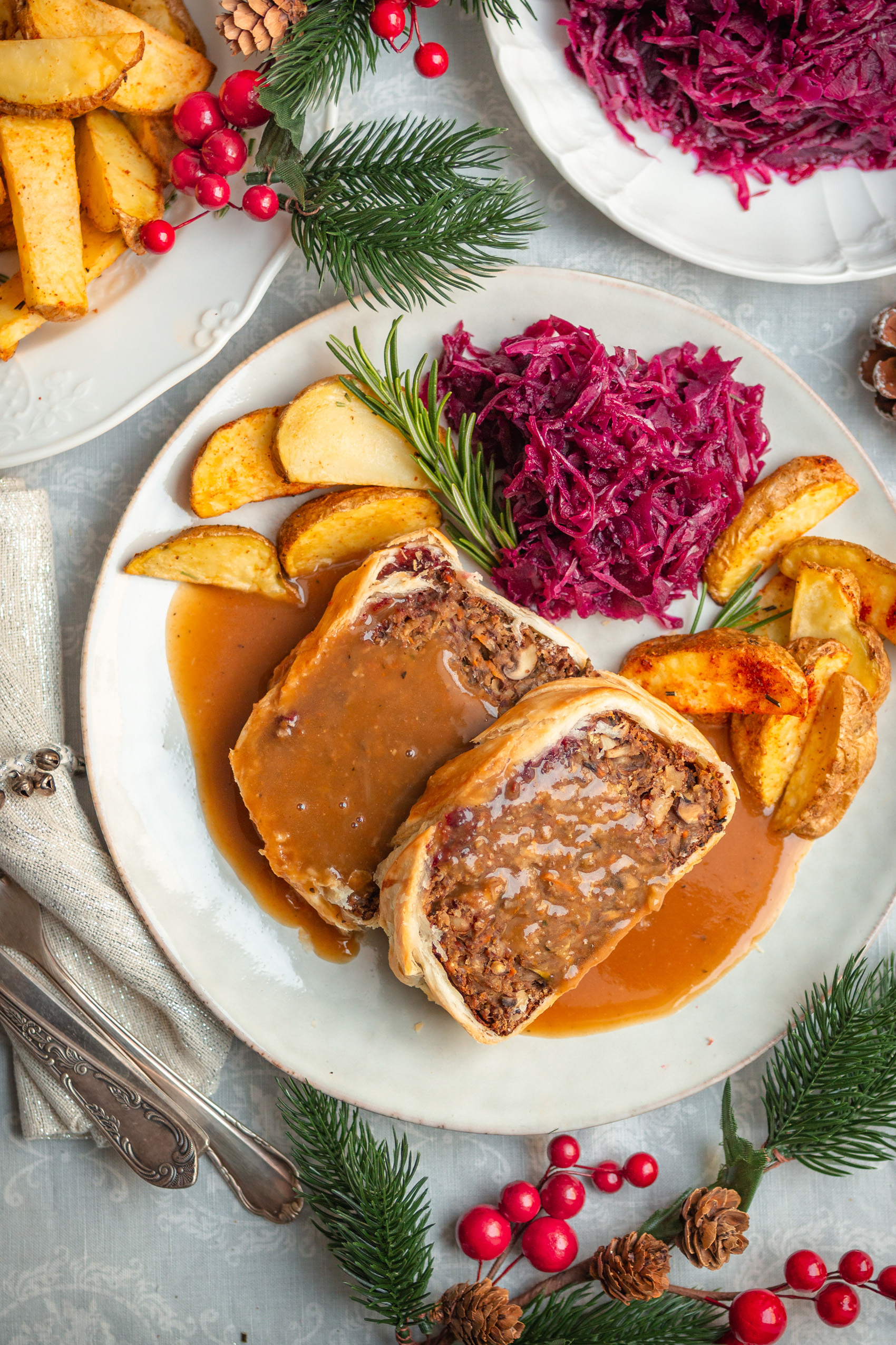 Veganer Linsenbraten im Blätterteigmantel - das perfekte vegane Weihnachtsessen