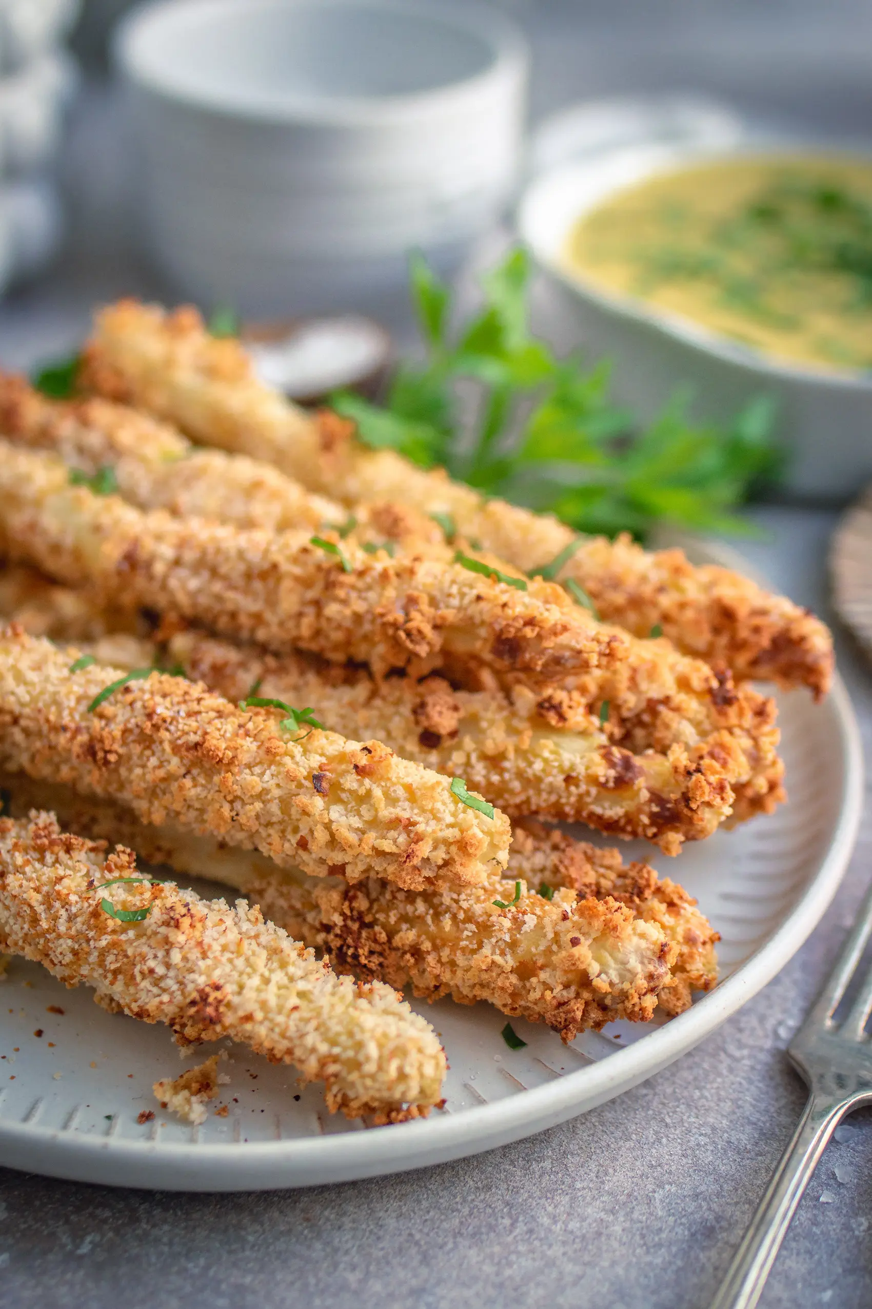 Weißer Spargel knusprig paniert aus dem Airfryer