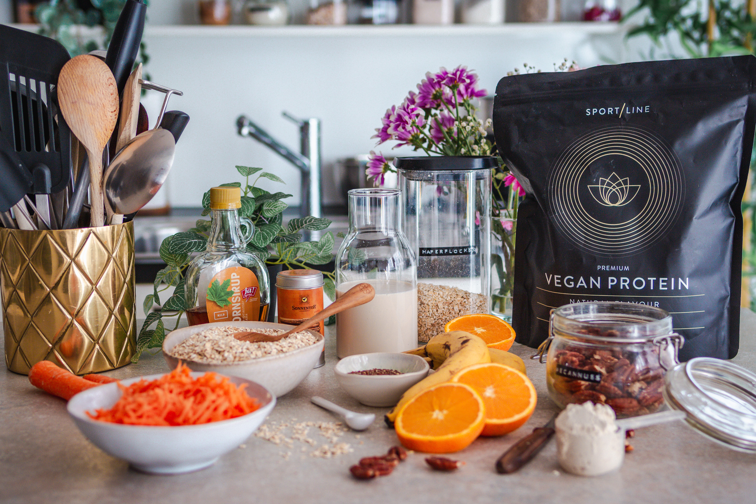 Zutaten für das gebackene Karotten-Porridge