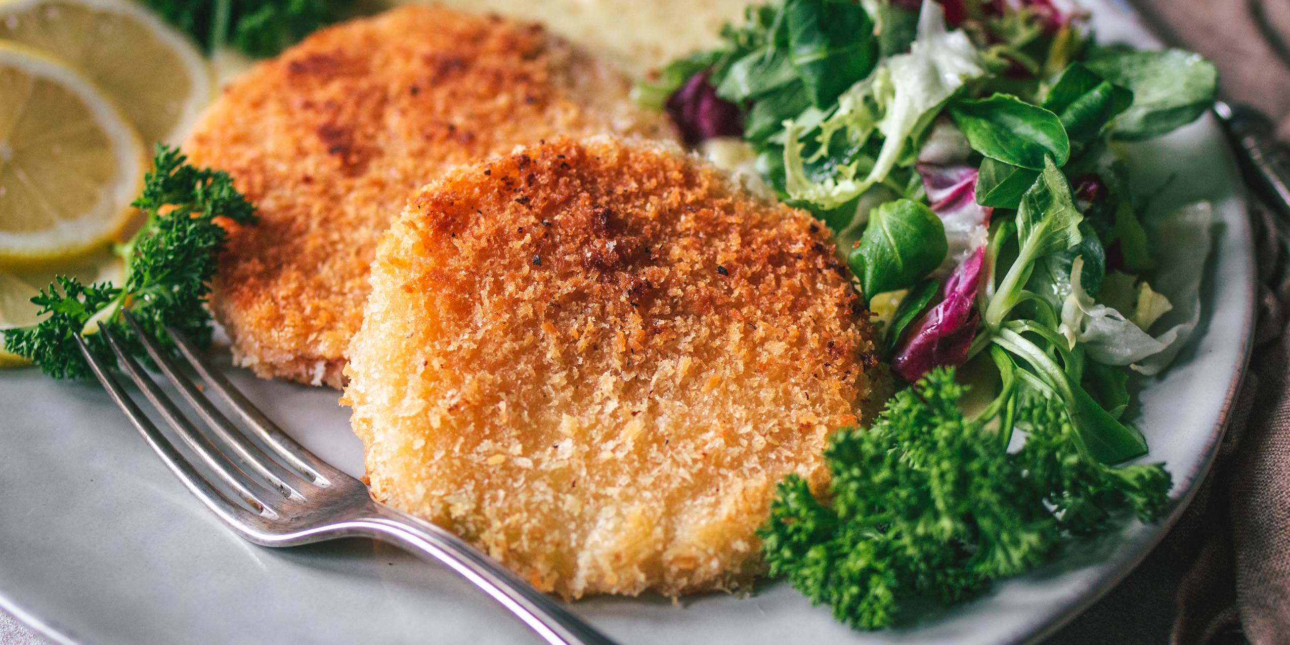 Veganes Sellerieschnitzel mit Kartoffelpüree