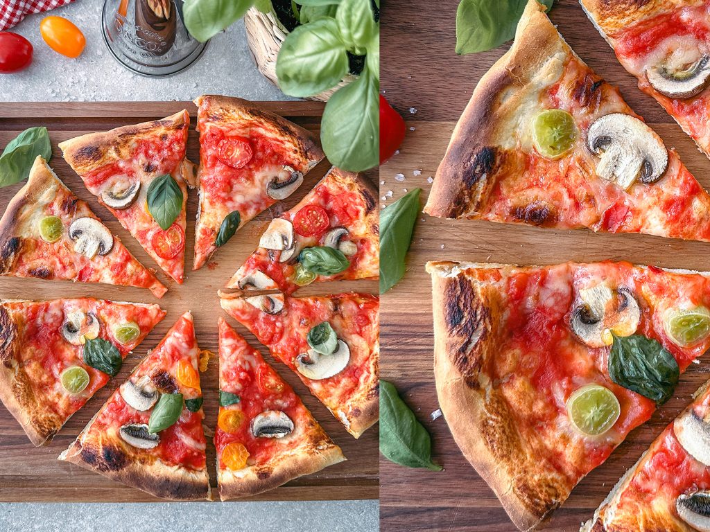 Die perfekte vegane Pizza mit Pizzastein gebacken