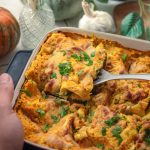 Einfache, vegane Kürbislasagne mit Spinat