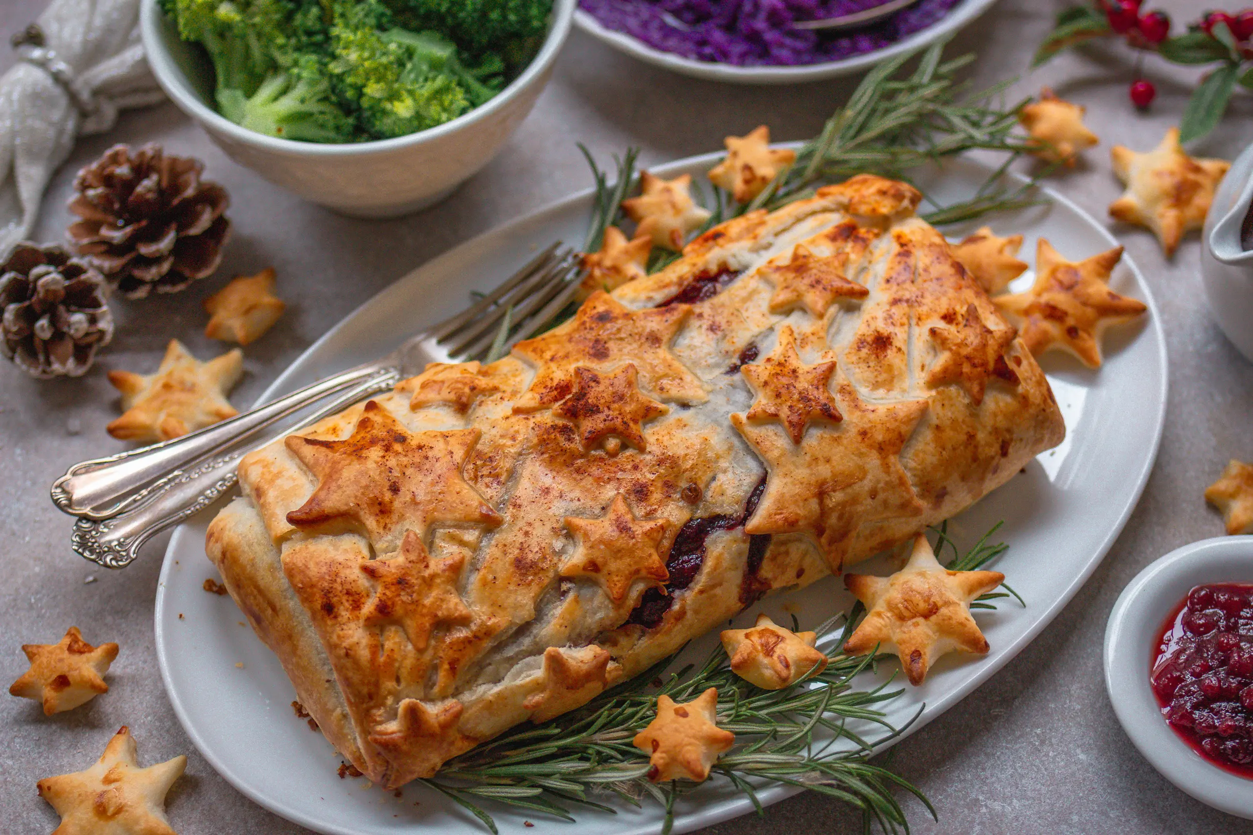 Veganer Weihnachtsbraten im Blätterteig - Tempeh Wellington