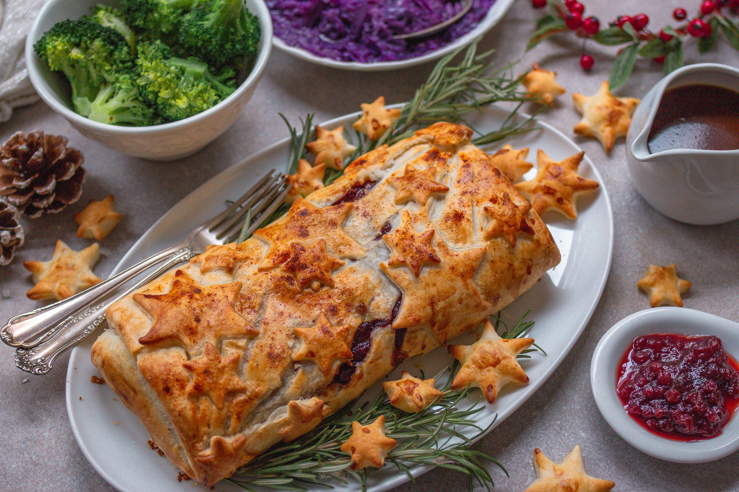 Veganer Weihnachtsbraten im Blätterteig - Tempeh Wellington